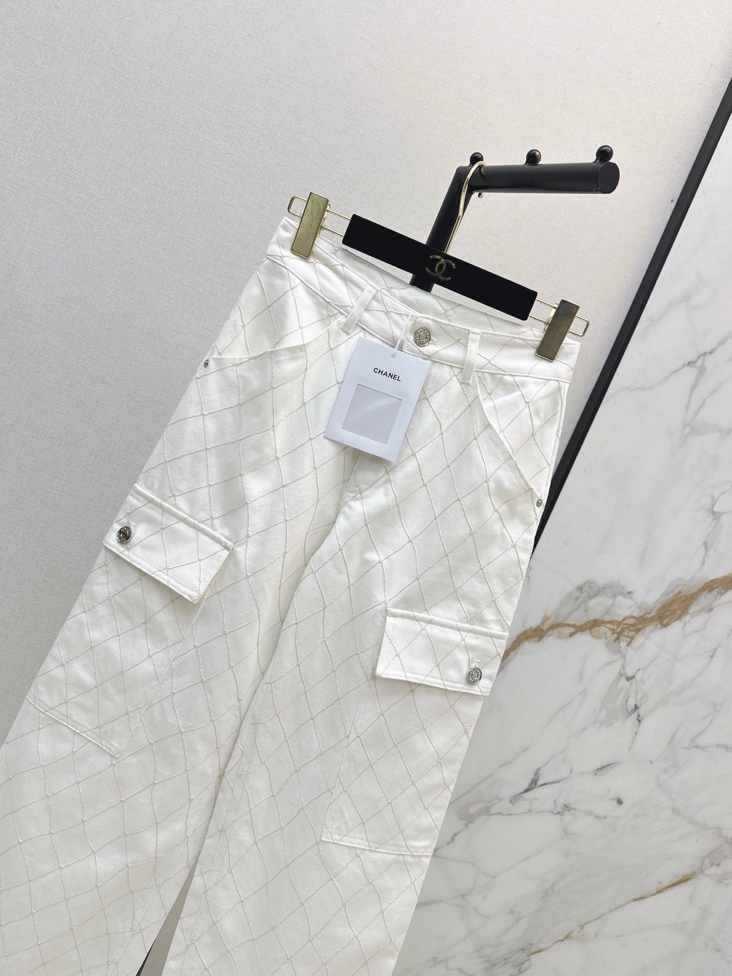 26SS — New Embroidered Diamond Pattern Straight Leg Jeans