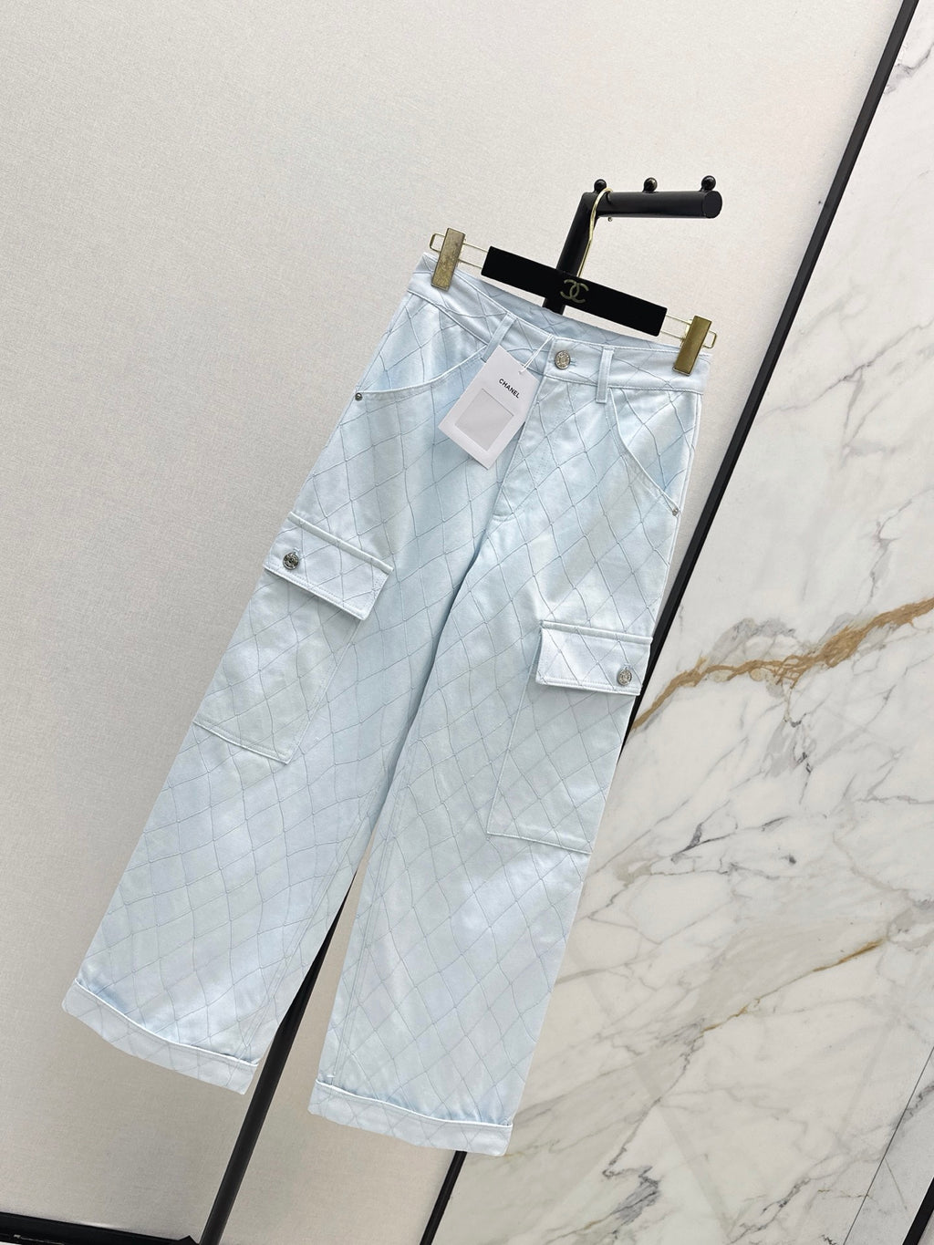 26SS — New Embroidered Diamond Pattern Straight Leg Jeans