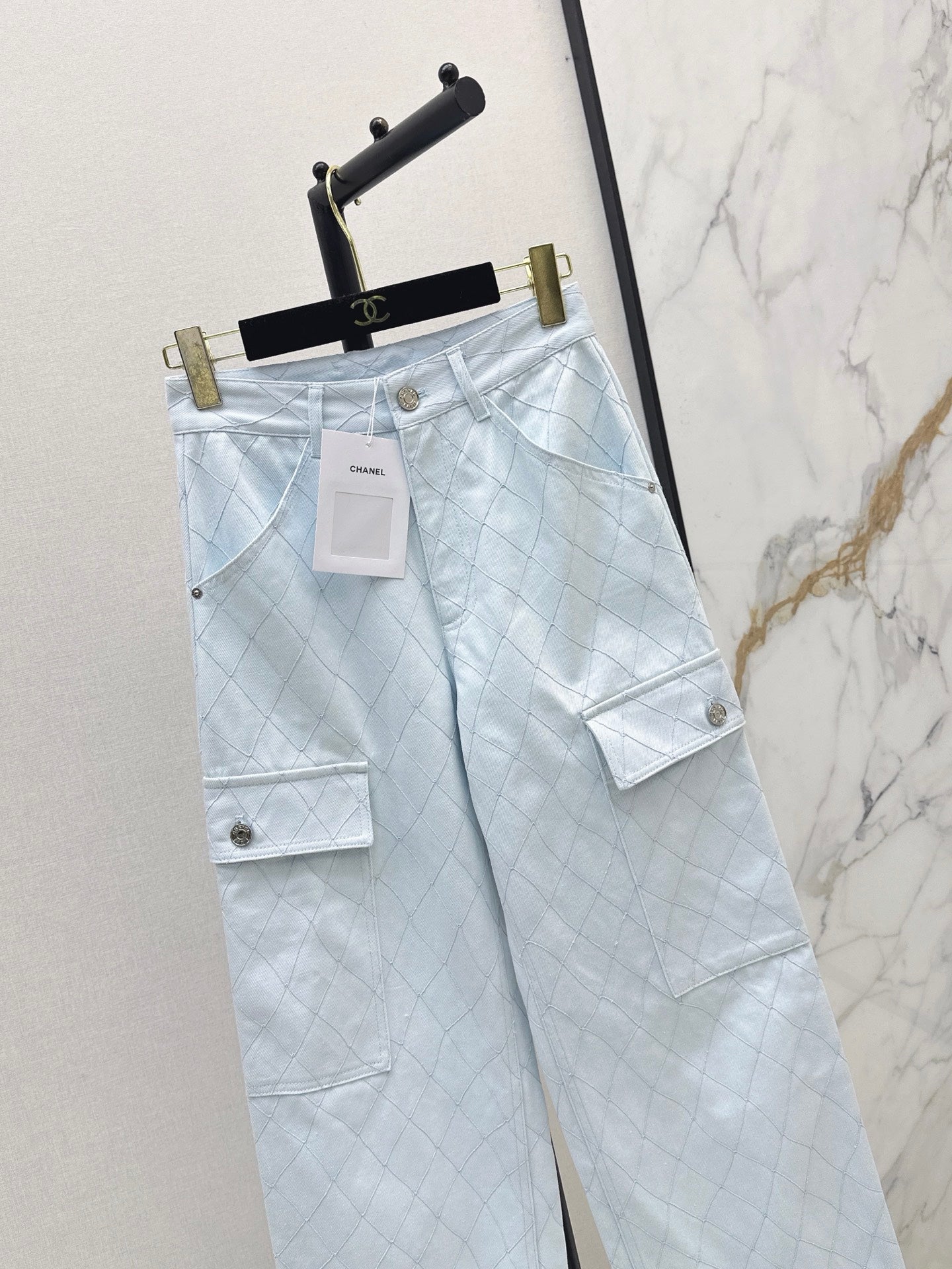 26SS — New Embroidered Diamond Pattern Straight Leg Jeans