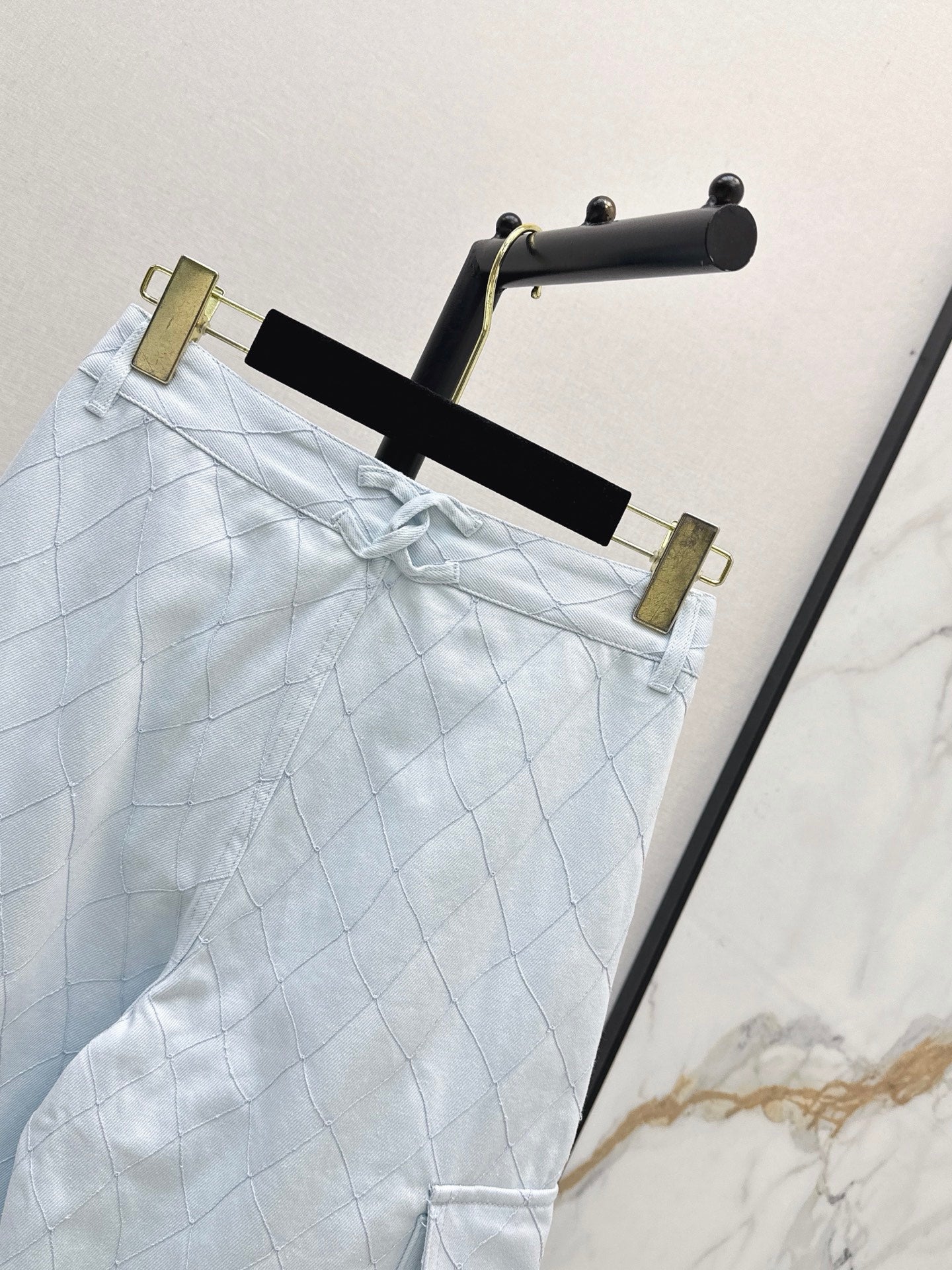 26SS — New Embroidered Diamond Pattern Straight Leg Jeans