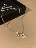 New star and logo diamond necklace