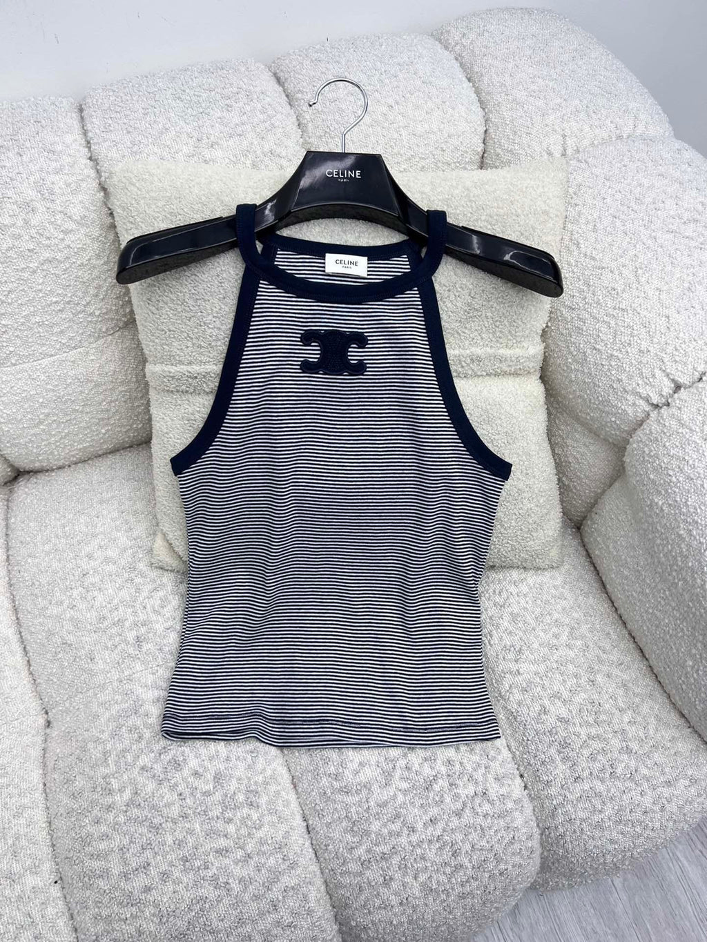 pinstriped undershirt