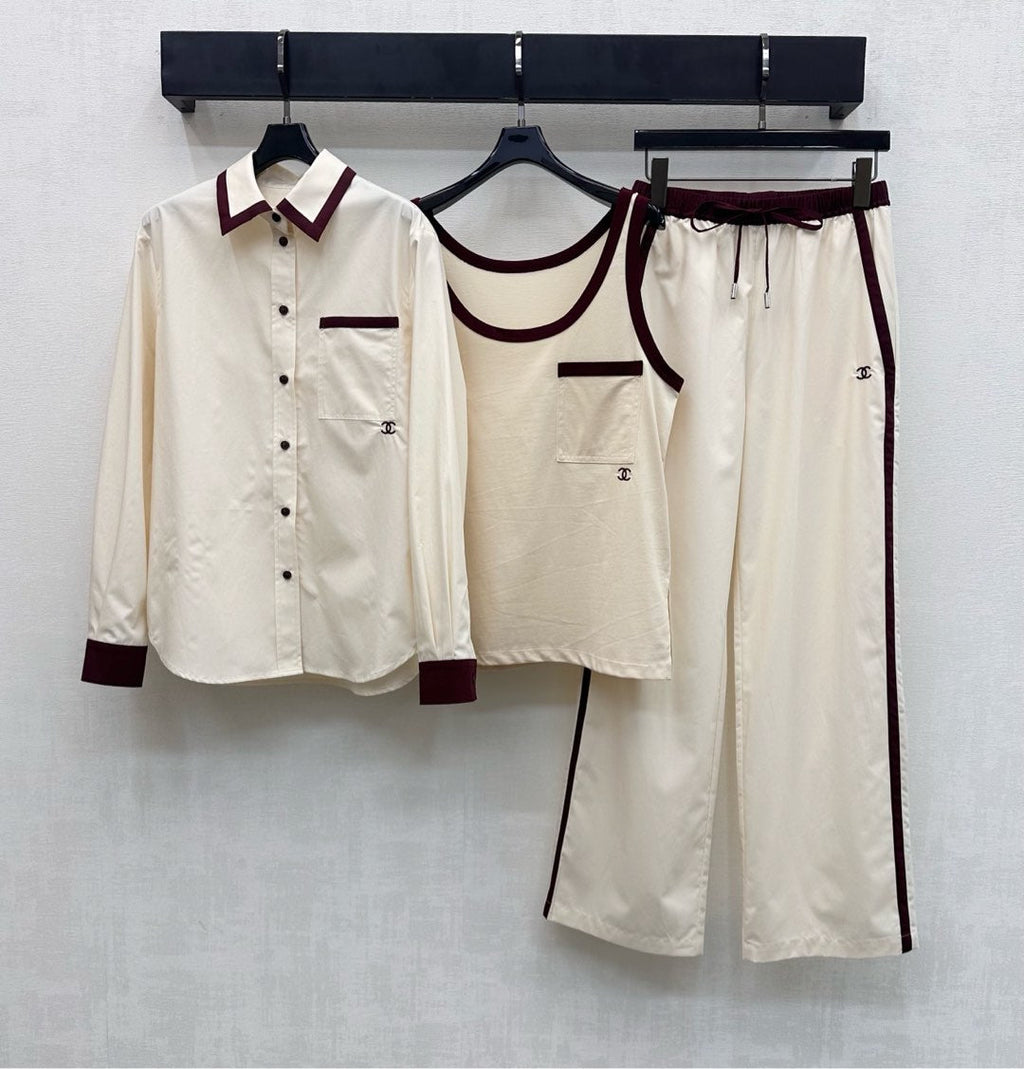 26NEW color-blocked shirt + trousers + vest