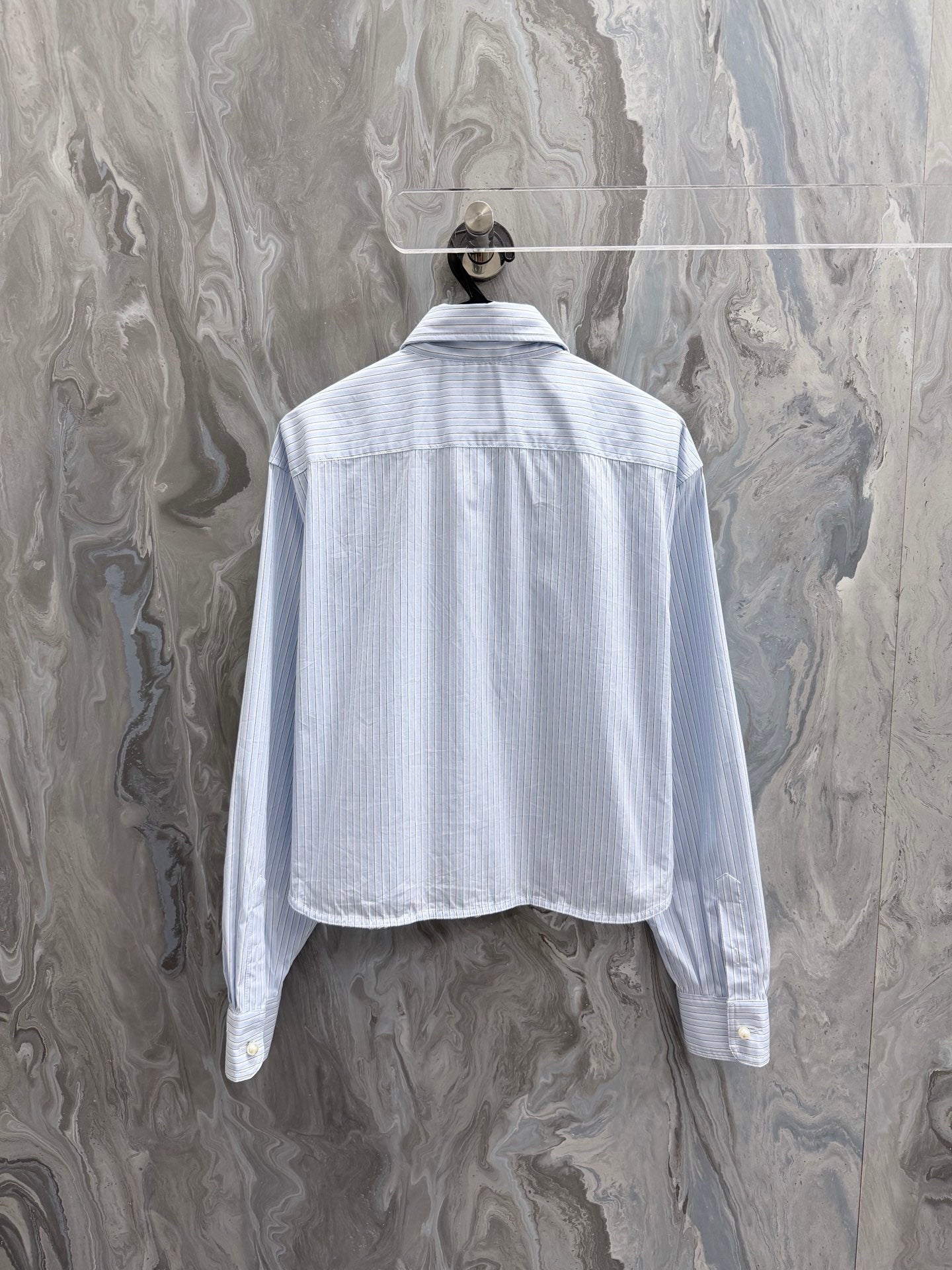 26 New Style: Embroidered, Chain-Detail, Cropped Striped Shirt