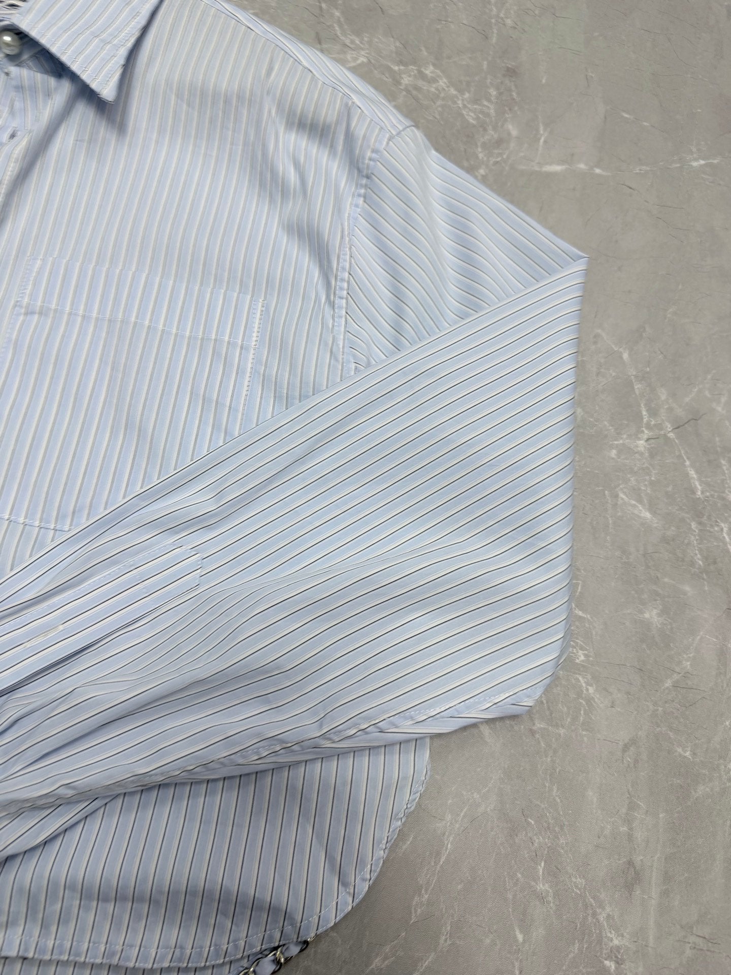 26 New Style: Embroidered, Chain-Detail, Cropped Striped Shirt