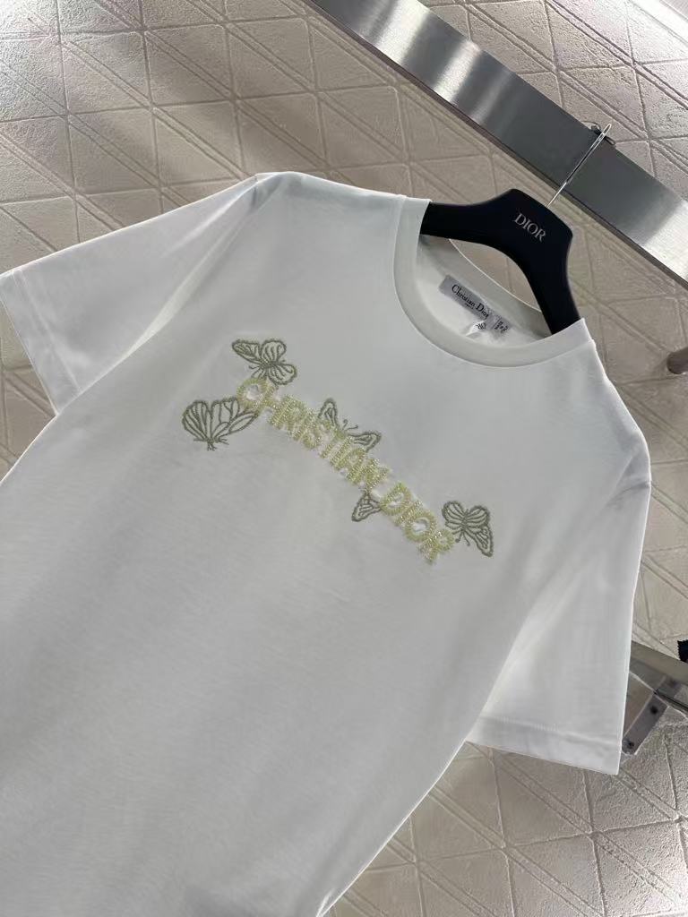 26NEW Embroidered Beaded Butterfly Logo Short Sleeve