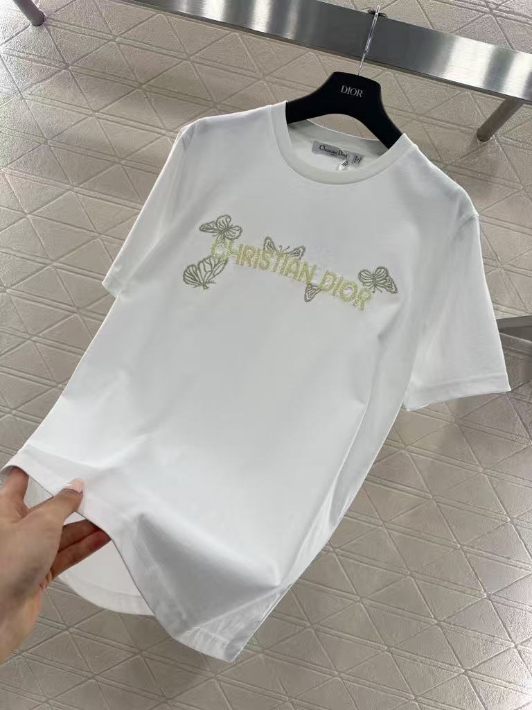 26NEW Embroidered Beaded Butterfly Logo Short Sleeve
