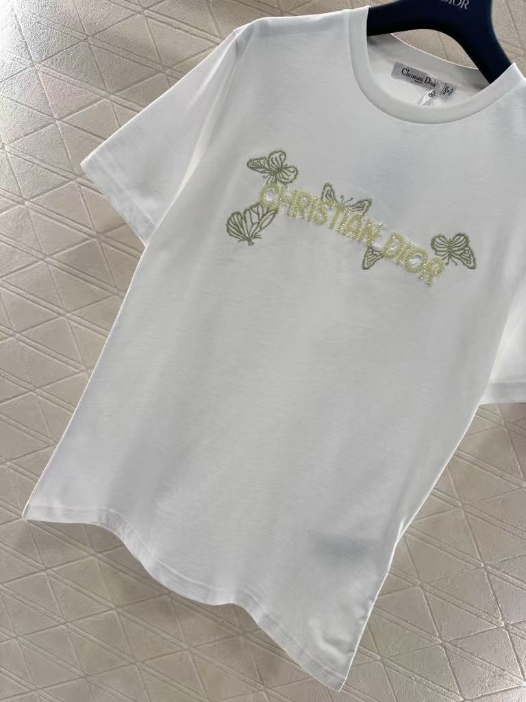 26NEW Embroidered Beaded Butterfly Logo Short Sleeve