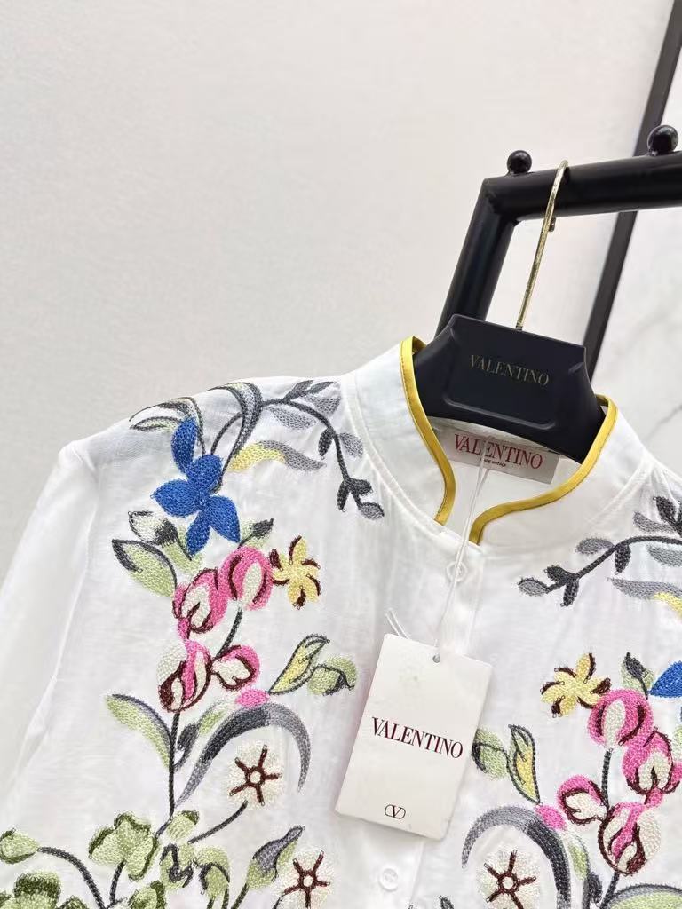26SS Heavyweight Embroidered Stand Collar Tencel Linen Shirt