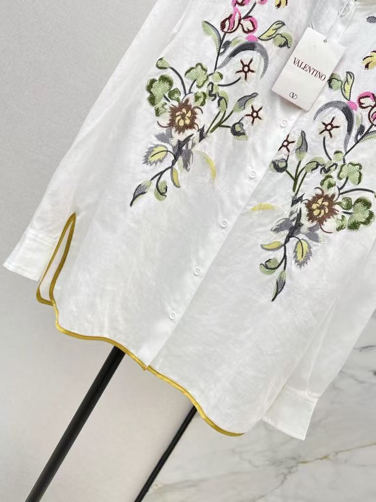 26SS Heavyweight Embroidered Stand Collar Tencel Linen Shirt