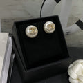 25FW NEW Snowflake Crystal Pearl Stud Earrings