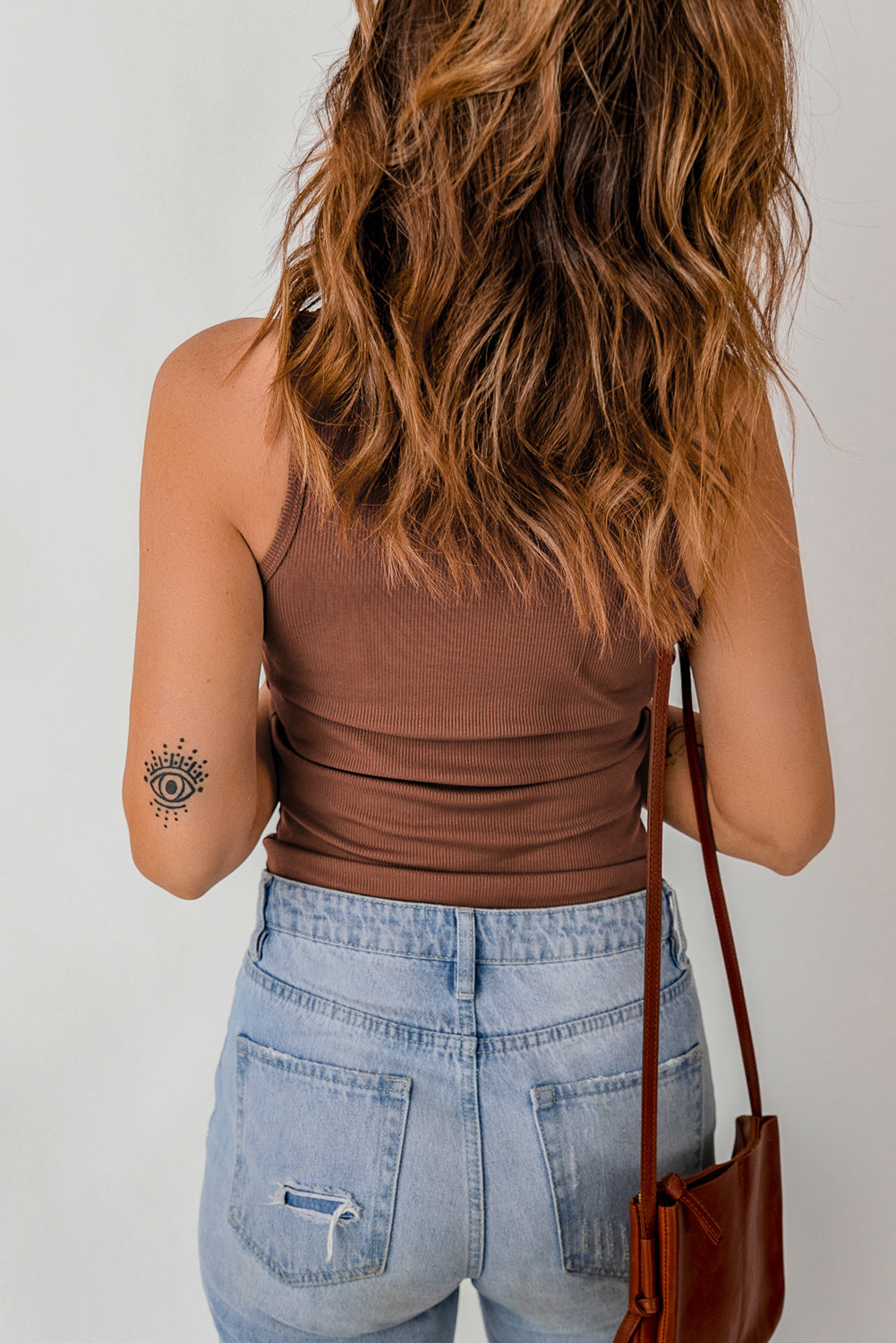 Brown ribbed tank